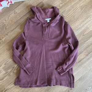 Purple Hooded Long Sleeve Top